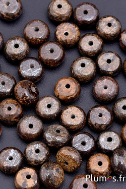 Perles en Rhodonite - Ø 7 mm, trou 1 mm - brun-rosé